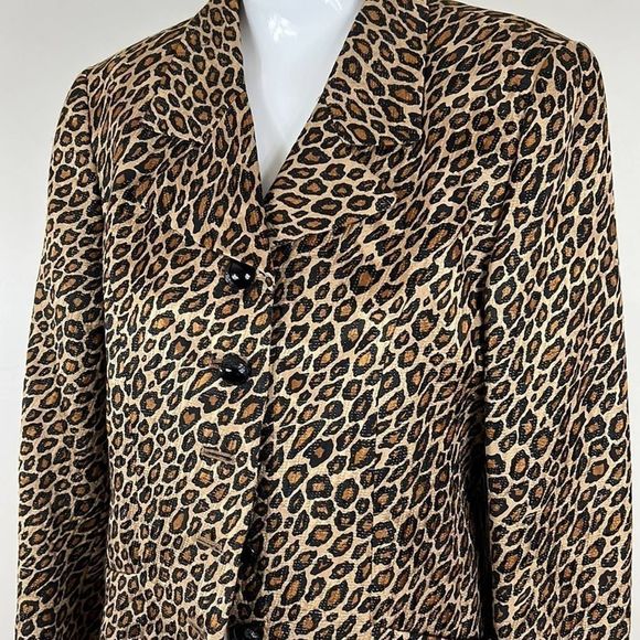 Vintage Leilian leopard print jacket coat blazer size 7 - Picture 2 of 10